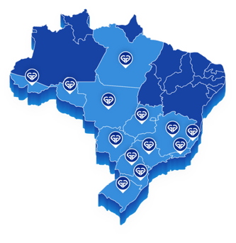 Mapa do Brasil com estados onde o serviço é atendido